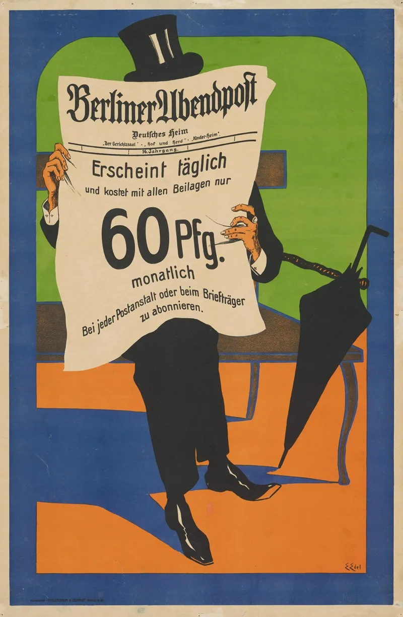 Berliner Abendpost Deutsches Heim Wall Art by Edmund Edel - High-Resolution Digital Print