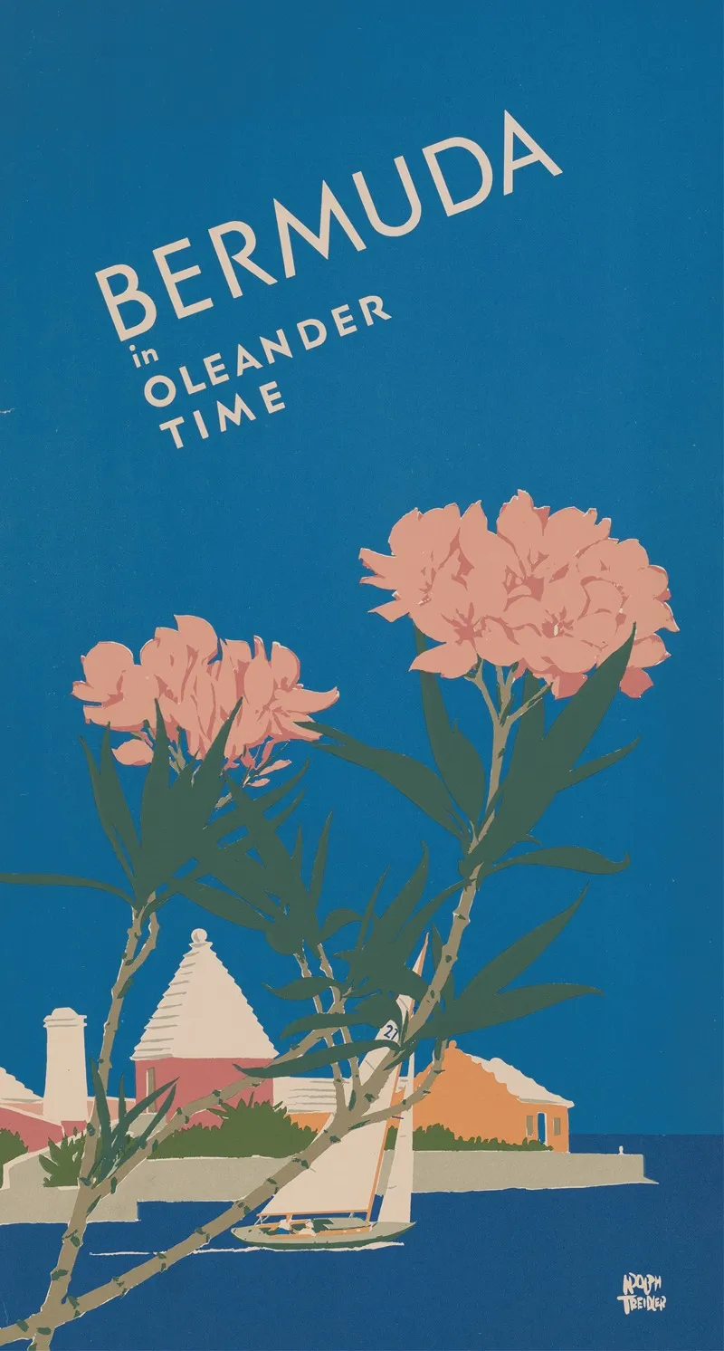 Bermuda In Oleander Time Wall Art by Adolph Treidler - High-Resolution Digital Print