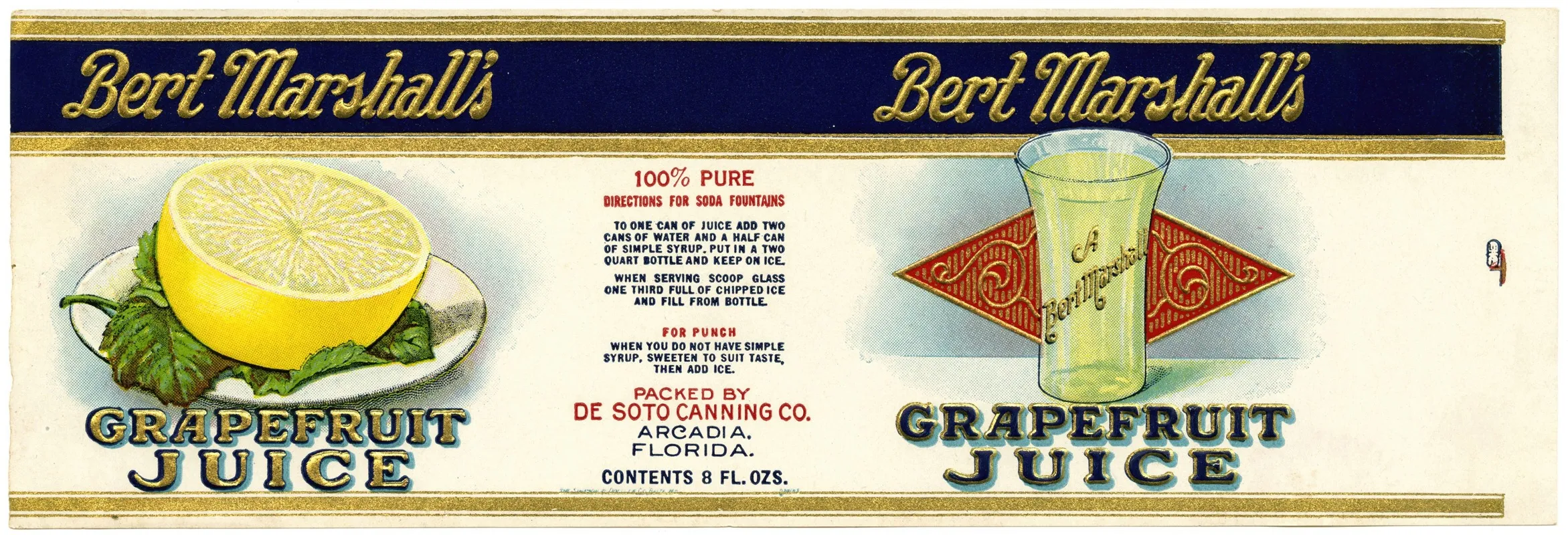 Bert Marshalls Grapefruit Juice Label
