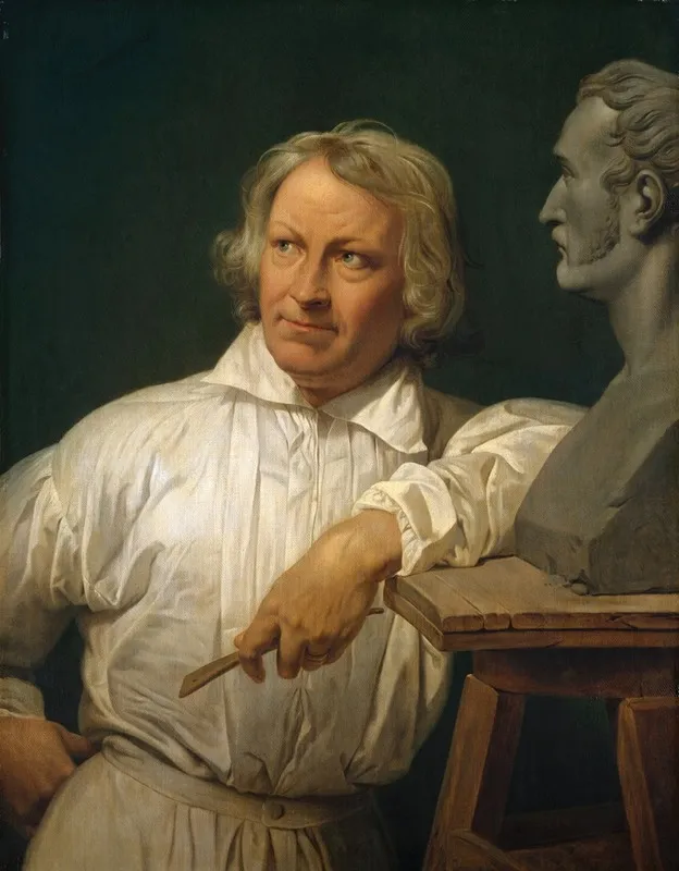 Bertel Thorvaldsen 1768 1844 With The Bust Of Horace Vernet Wall Art by Horace Vernet - High-Resolution Digital Print