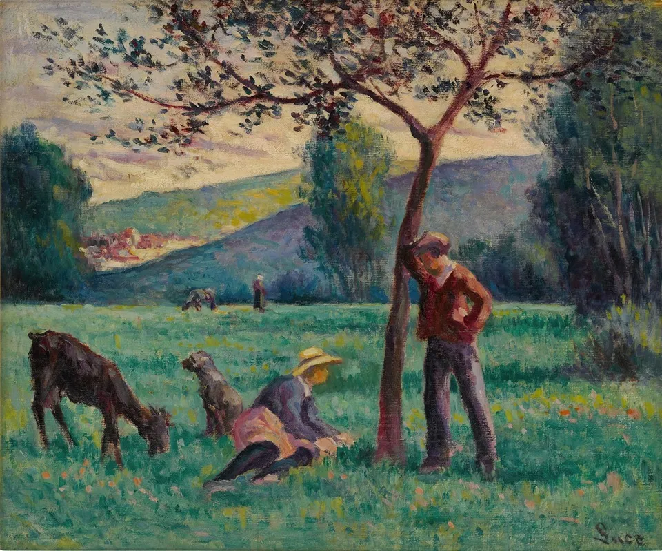 Bessy Cur Cure Paysage Au Pommier Wall Art by Maximilien Luce - High-Resolution Digital Print