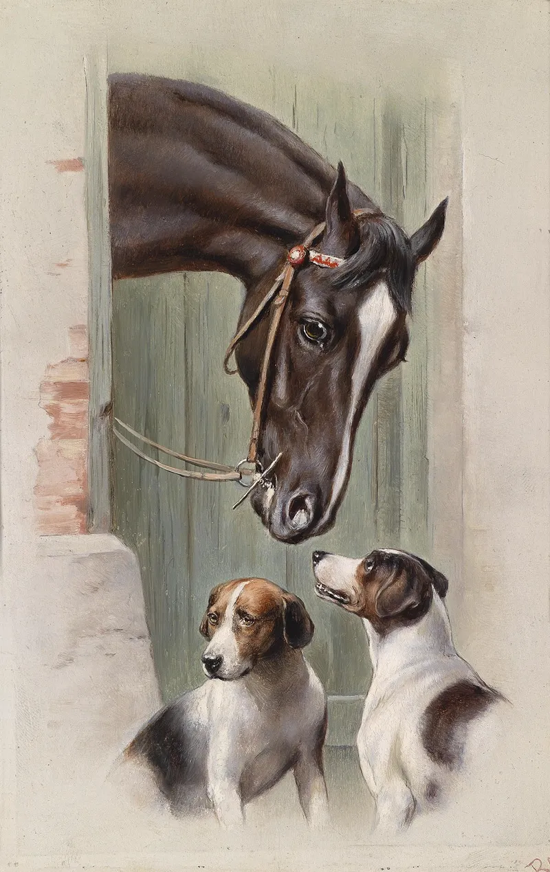 Besuch Im Pferdestall Wall Art by Carl Reichert - High-Resolution Digital Print