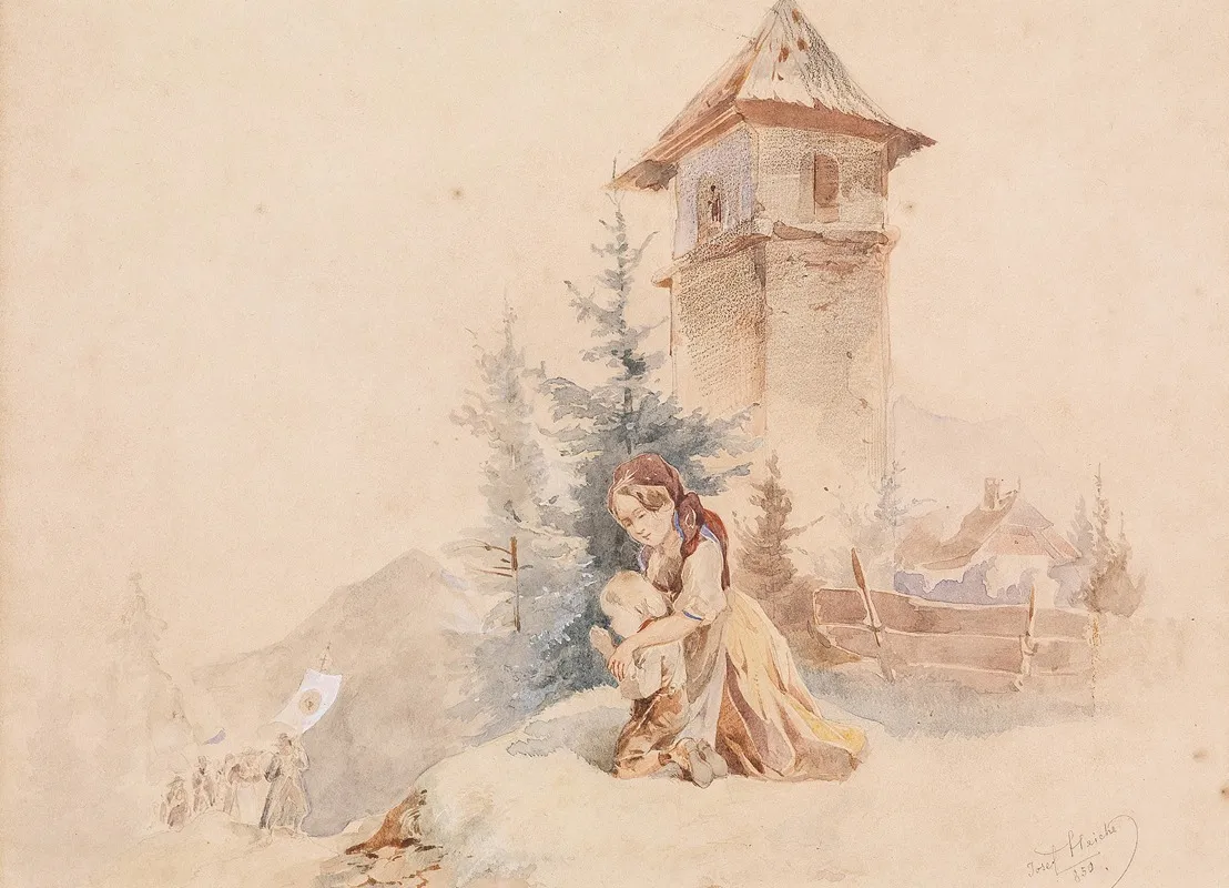 Betende Mutter Mit Kind Wall Art by Joseph Heicke - High-Resolution Digital Print