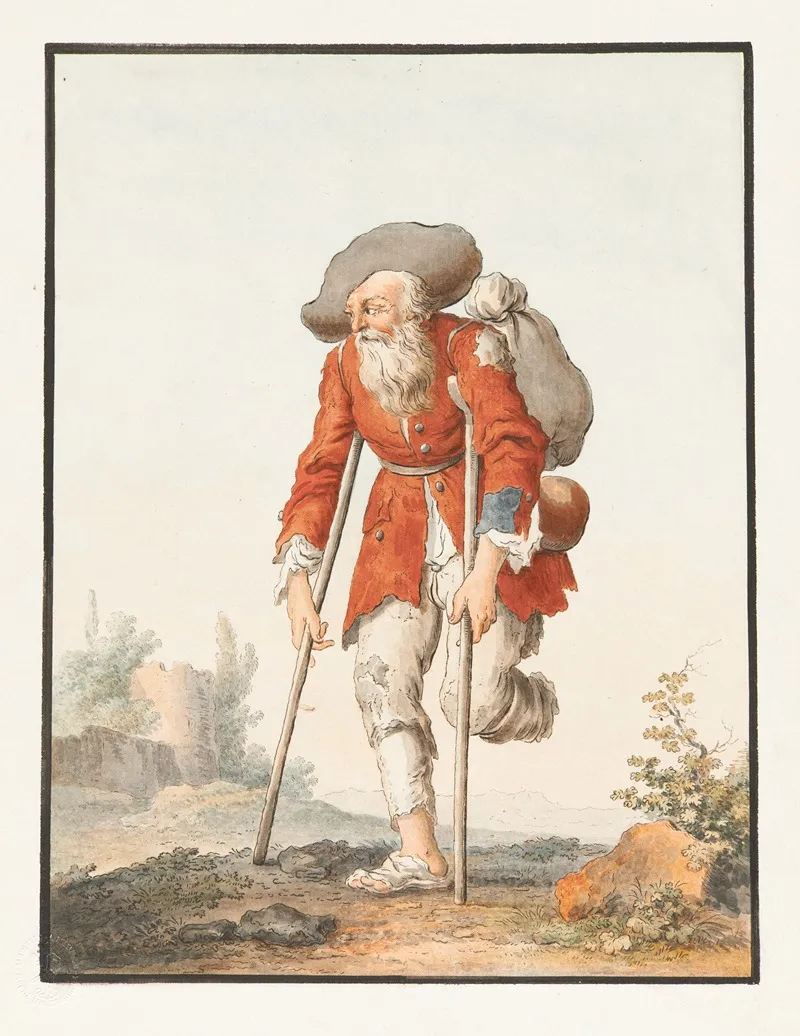 Bettler Mann In Zerlumpter Kleidung Den Linken Fuss Amputiert Wall Art by Marquard Wocher - High-Resolution Digital Print