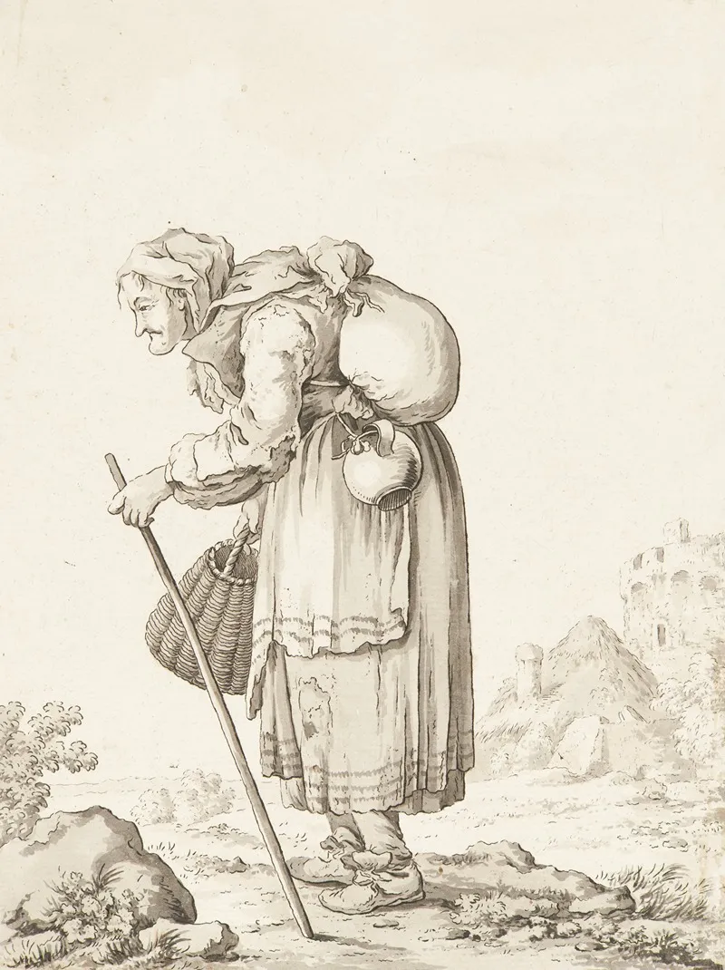 Bettlerin Alte Gebuckte Bettlerin Mit Kleinem Bundel Auf Dem Rucken Wall Art by Marquard Wocher - High-Resolution Digital Print