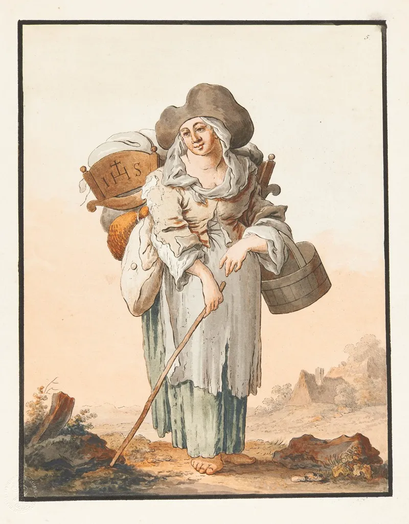 Bettlerin Ihr Kind In Der Wiege Auf Dem Rucken Tragend Wall Art by Marquard Wocher - High-Resolution Digital Print