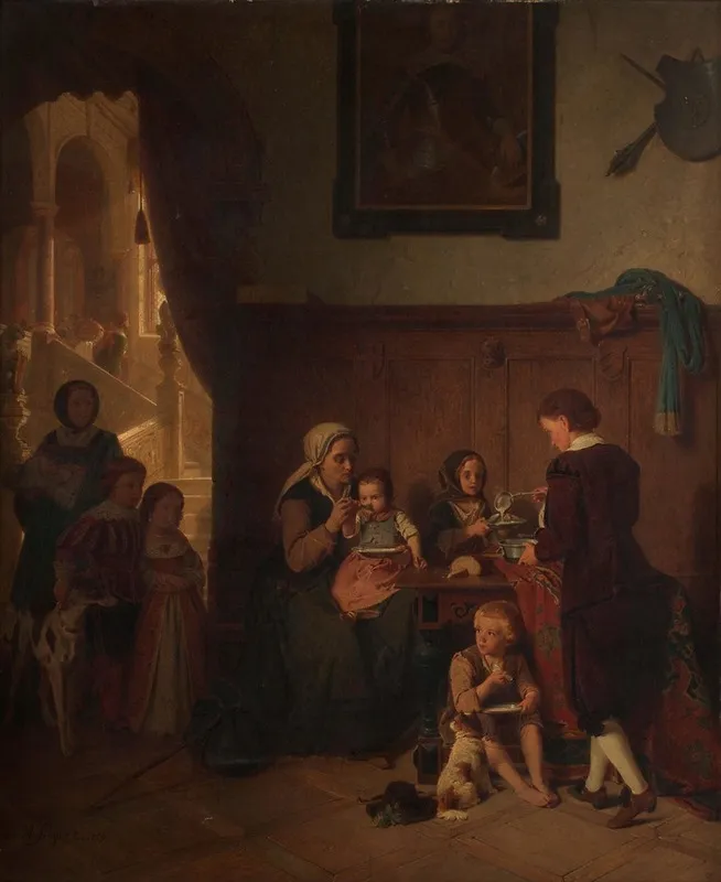 Bewirtung Einer Armen Familie Wall Art by August Friedrich Siegert - High-Resolution Digital Print