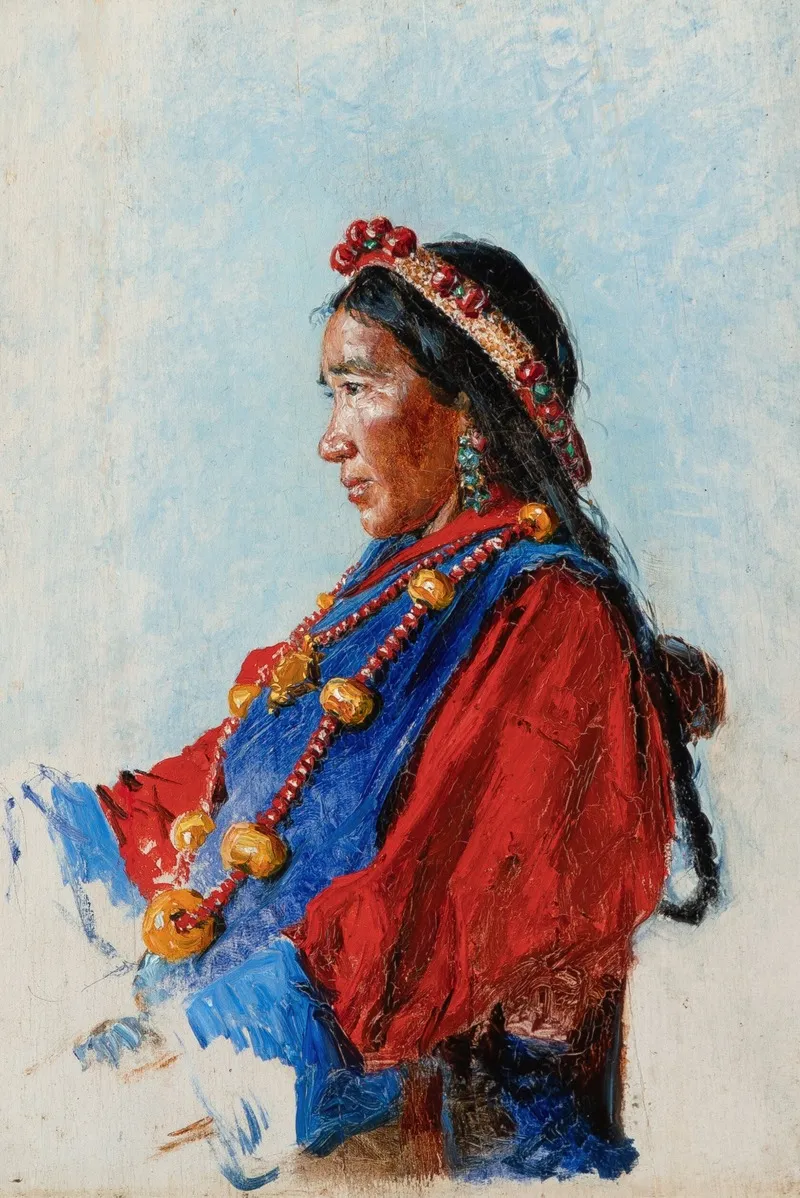 Bhutanese Woman Wall Art by Vasily Vereschagin - High-Resolution Digital Print