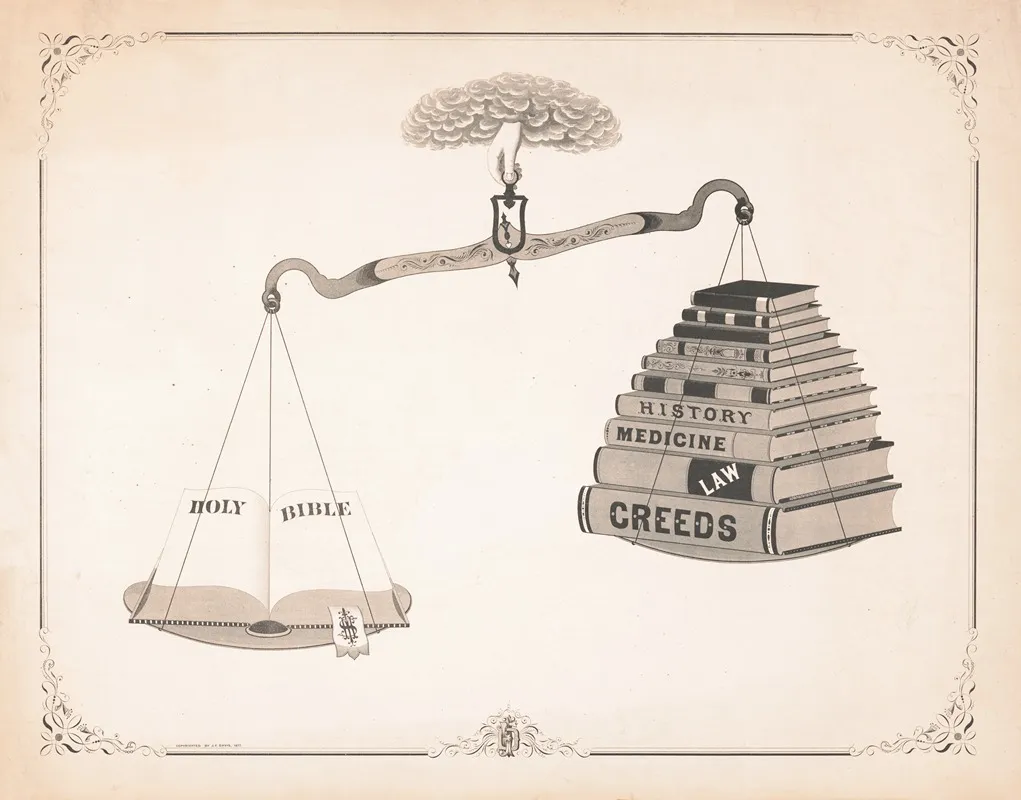 Bible And Books On A Scale Wall Art by J.F. Davis - High-Resolution Digital Print