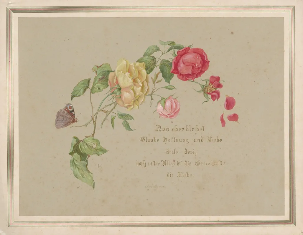 Bible Quotation From 1 Corinthians With Floral Motif