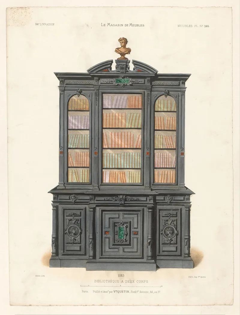Bibliotheque A Deux Corps Wall Art by Victor Léon Michel Quétin - High-Resolution Digital Print
