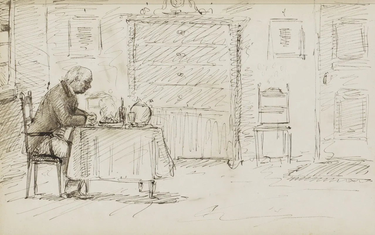 Biddende Man Aan Een Gedekte Tafel