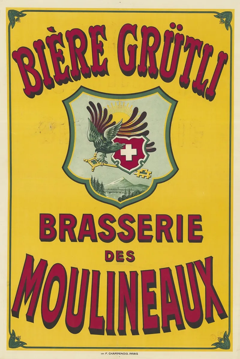 Biere Grutli Brasserie Des Moulineaux Wall Art by Anonymous - High-Resolution Digital Print