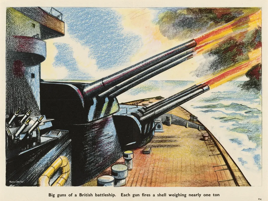 Big Guns Of A British Battleship Wall Art by Roland Davies - High-Resolution Digital Print