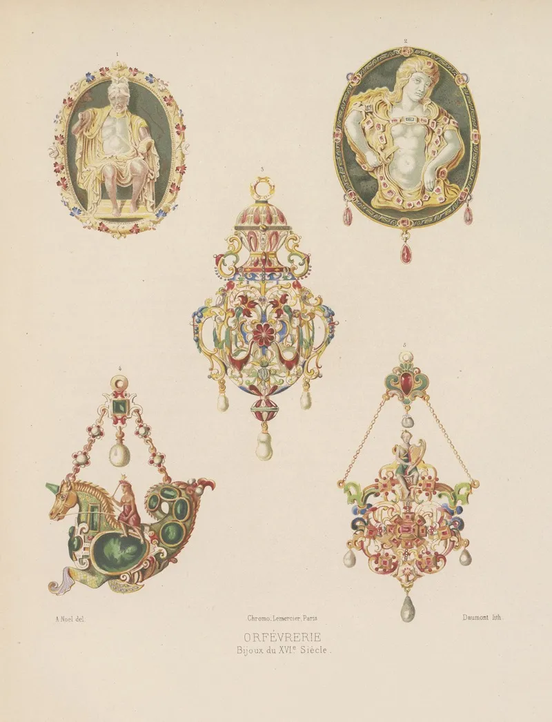 Bijoux Du Xvie Siecle Enseignes Et Pendants Wall Art by Joseph Rose Lemercier - High-Resolution Digital Print