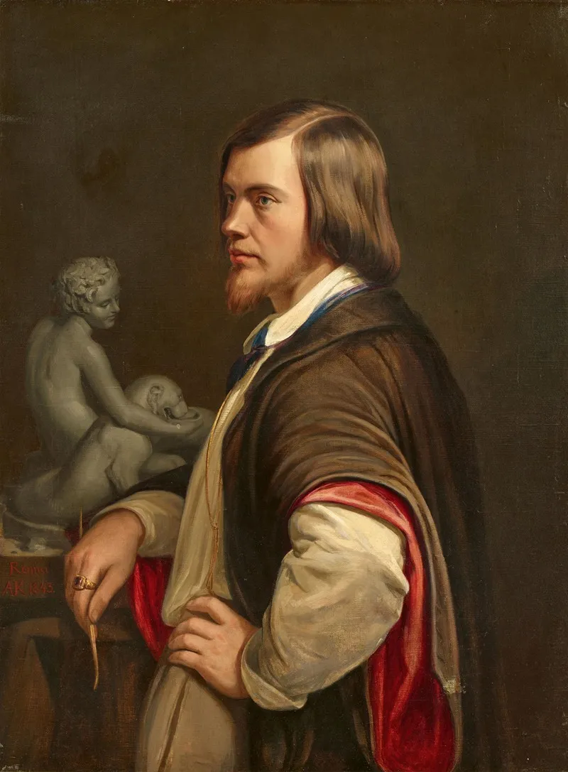 Bildnis Des Bildhauers Friedrich Anton Hermann Schievelbein 1817 1867 Wall Art by August Kaselowsky - High-Resolution Digital Print