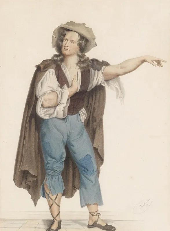 Bildnis Des Burgschauspielers Baumeister In Der Rolle Des Rattenfangers Von Hameln