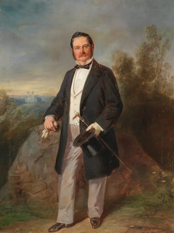 Bildnis Des Josef Edler Von Kriehuber Wall Art by Carl Martin Ebersberg - High-Resolution Digital Print