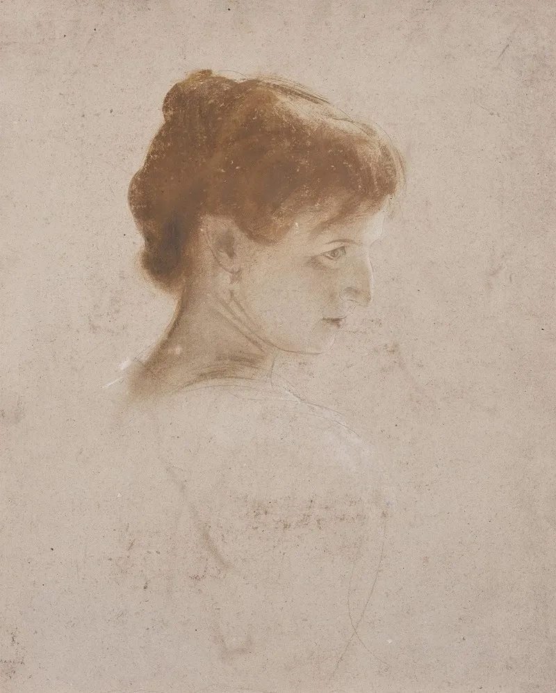Bildnis Einer Dame Im Profil 2 Wall Art by Franz von Lenbach - High-Resolution Digital Print