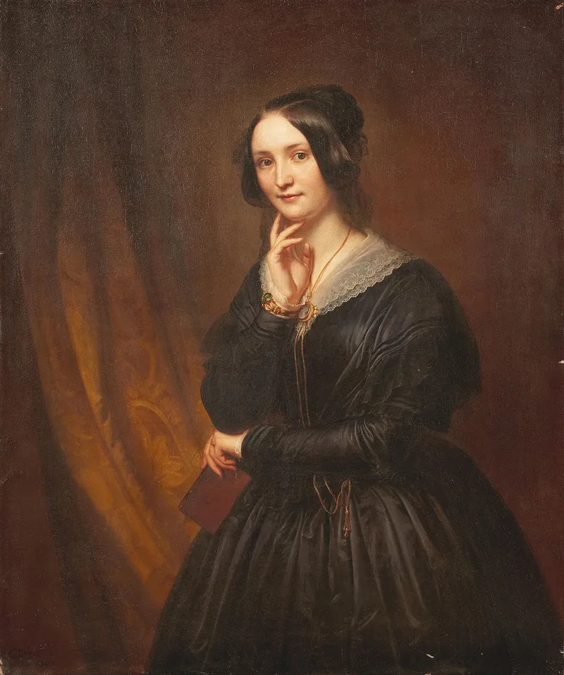 Bildnis Einer Dame In Schwarzem Kleid Wall Art by Carl Christian Vogel von Vogelstein - High-Resolution Digital Print