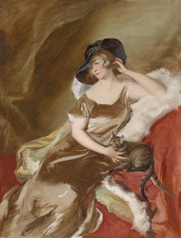 Bildnis Einer Dame Mit Katze Wall Art by Adolf Pirsch - High-Resolution Digital Print
