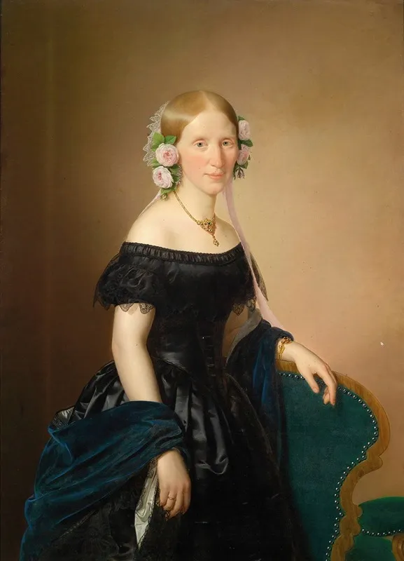 Bildnis Einer Dame Mit Rosen Im Haar Wall Art by Joseph Weidner - High-Resolution Digital Print