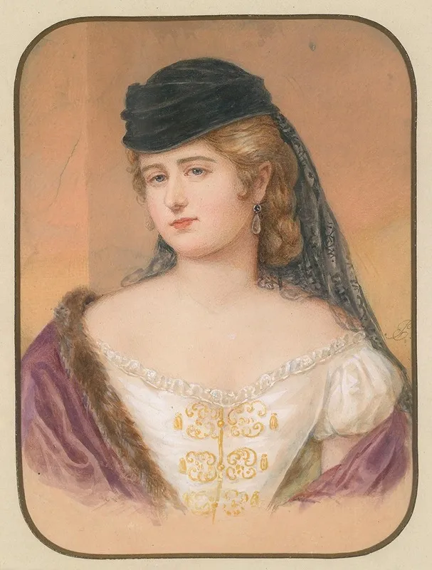 Bildnis Einer Dame Mit Schwarzem Hut Und Schleier Wall Art by Emanuel Thomas Peter - High-Resolution Digital Print