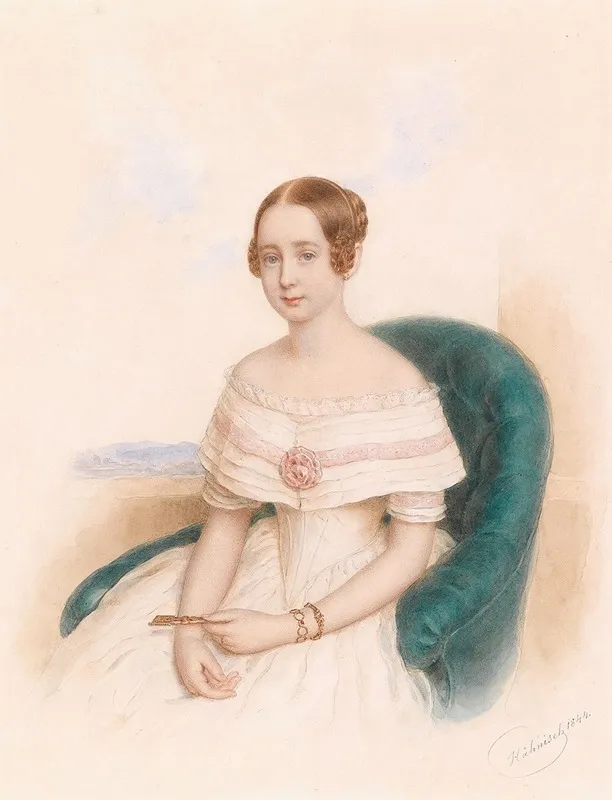 Bildnis Einer Jungen Dame In Weisem Kleid Wall Art by Anton Hähnisch - High-Resolution Digital Print