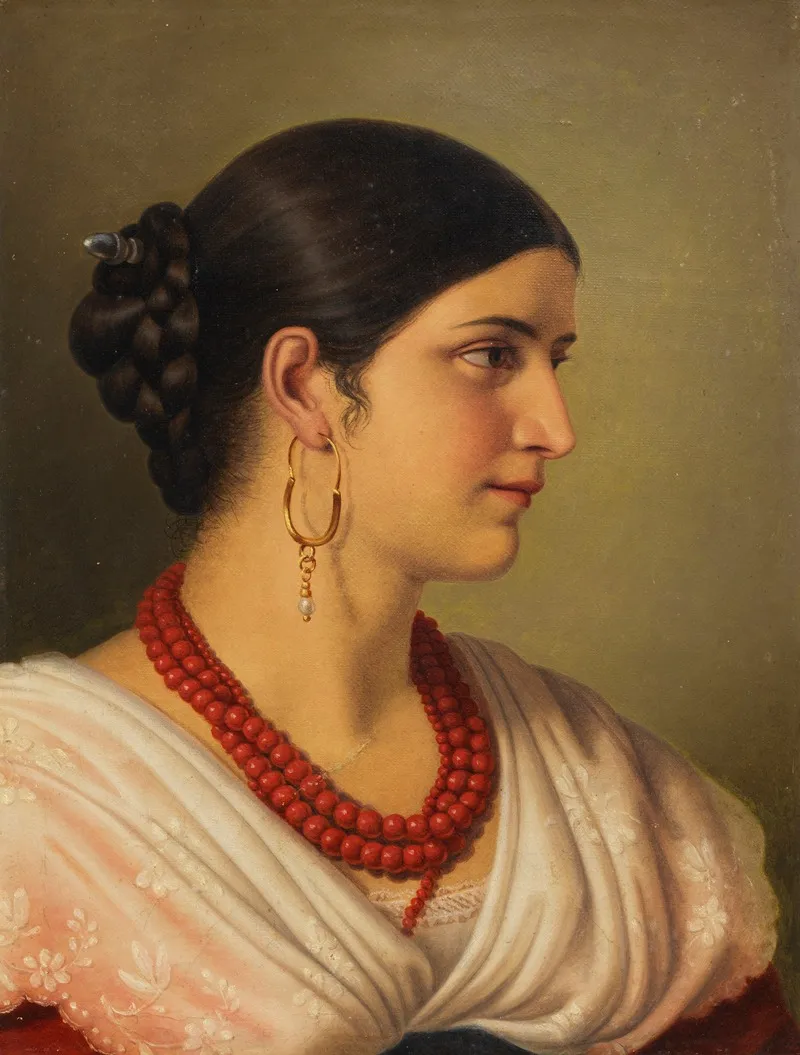 Bildnis Einer Jungen Romerin Wall Art by Carl Adolf Senff - High-Resolution Digital Print