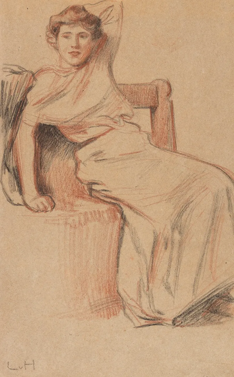 Bildnis Einer Sitzenden Dame Wall Art by Ludwig von Hofmann - High-Resolution Digital Print