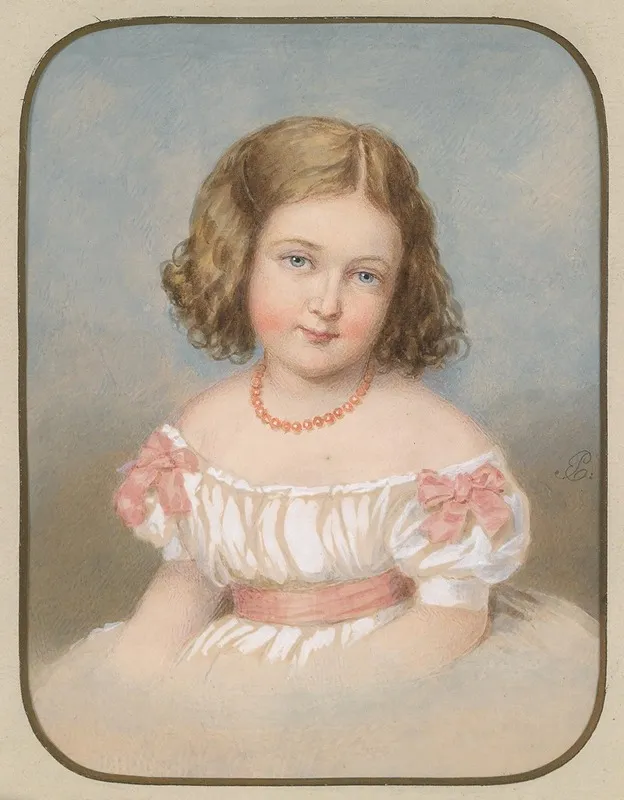 Bildnis Eines Kleinen Madchens In Weisem Kleid Mit Rosa Schleifen Wall Art by Emanuel Thomas Peter - High-Resolution Digital Print
