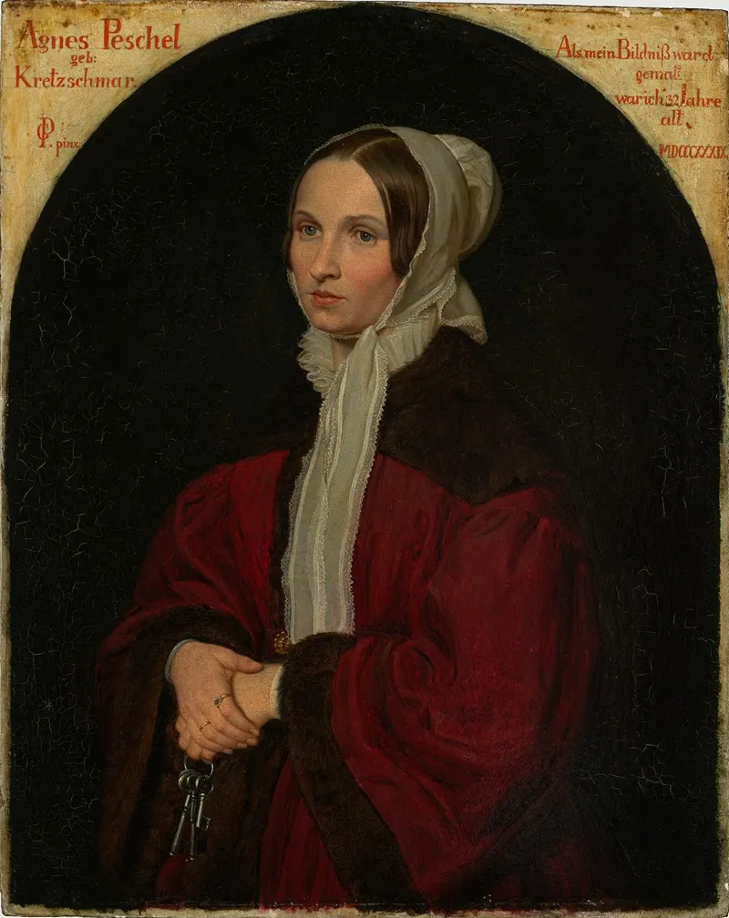 Bildnis Frau Agnes Peschel Gattin Des Kunstlers Wall Art by Carl Gottlieb Peschel - High-Resolution Digital Print