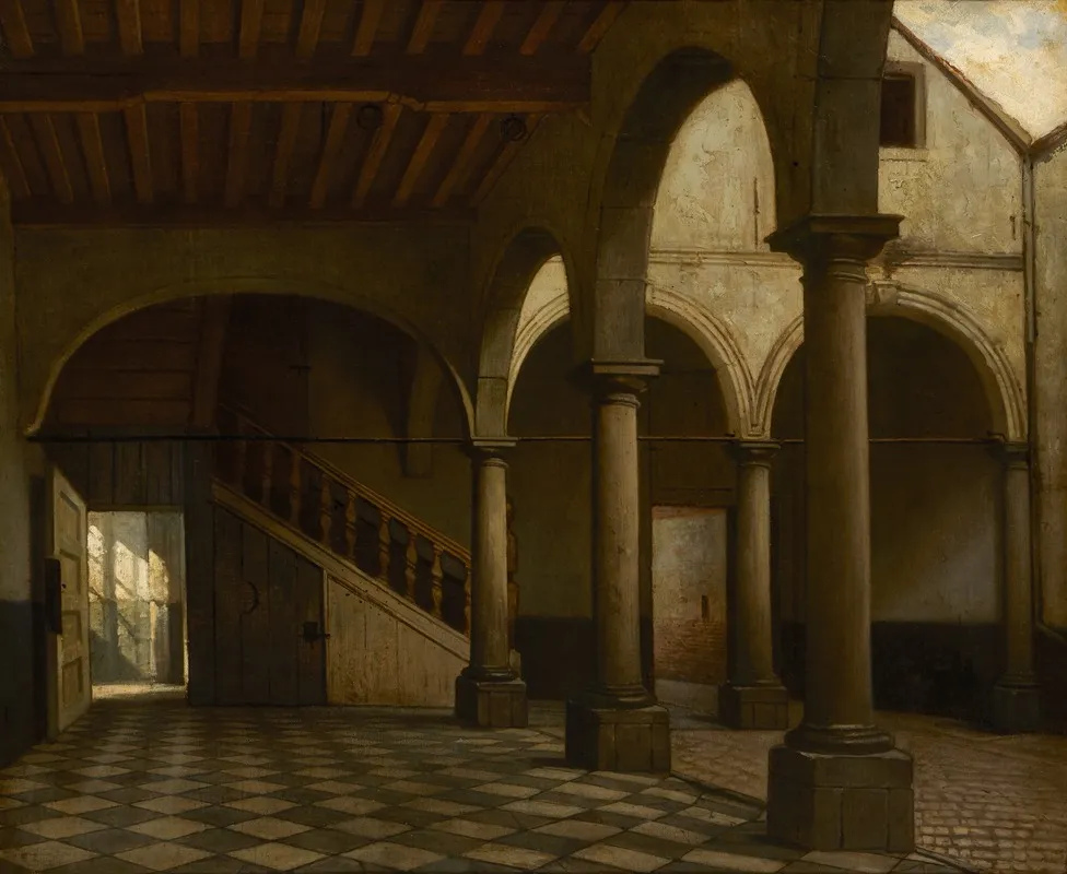 Binnenkoer Van Een Herenhuis Met Zuilengalerij Wall Art by Hendrik Diddaert - High-Resolution Digital Print