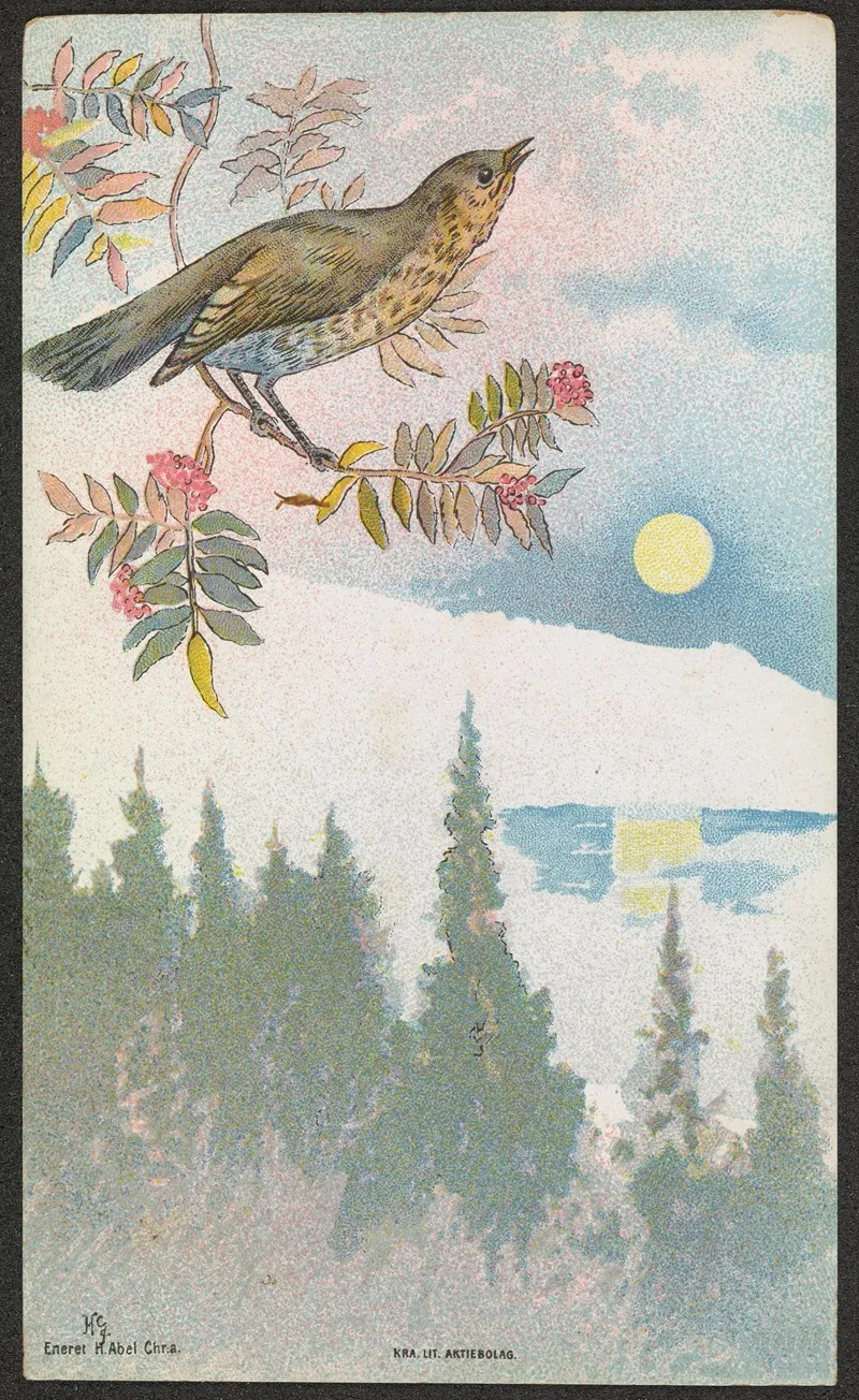 Bird Motif Wall Art by Halfdan Gran - High-Resolution Digital Print