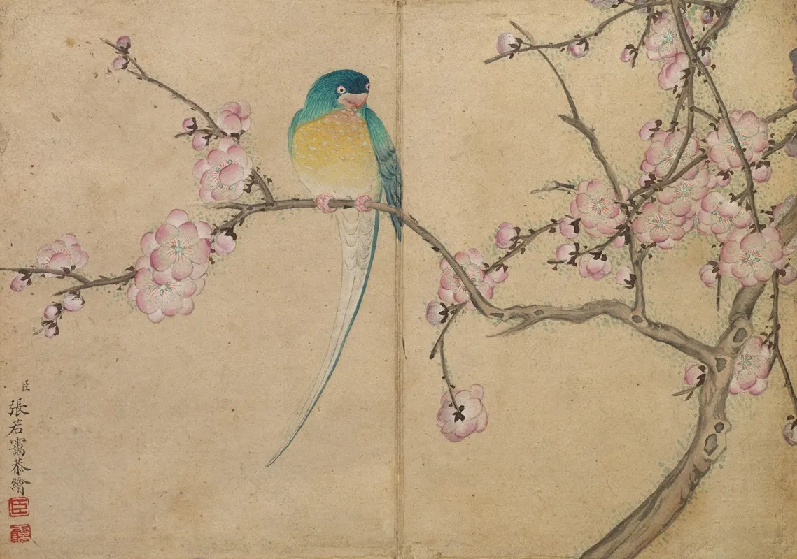 Bird With Plum Blossoms Wall Art by Zhang Ruoai - High-Resolution Digital Print