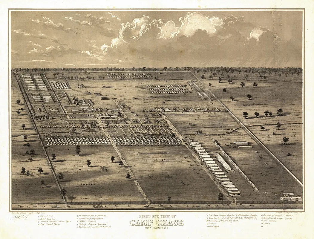 Birds Eye View Of Camp Chase Near Columbus Ohio Wall Art by Albert Ruger - High-Resolution Digital Print