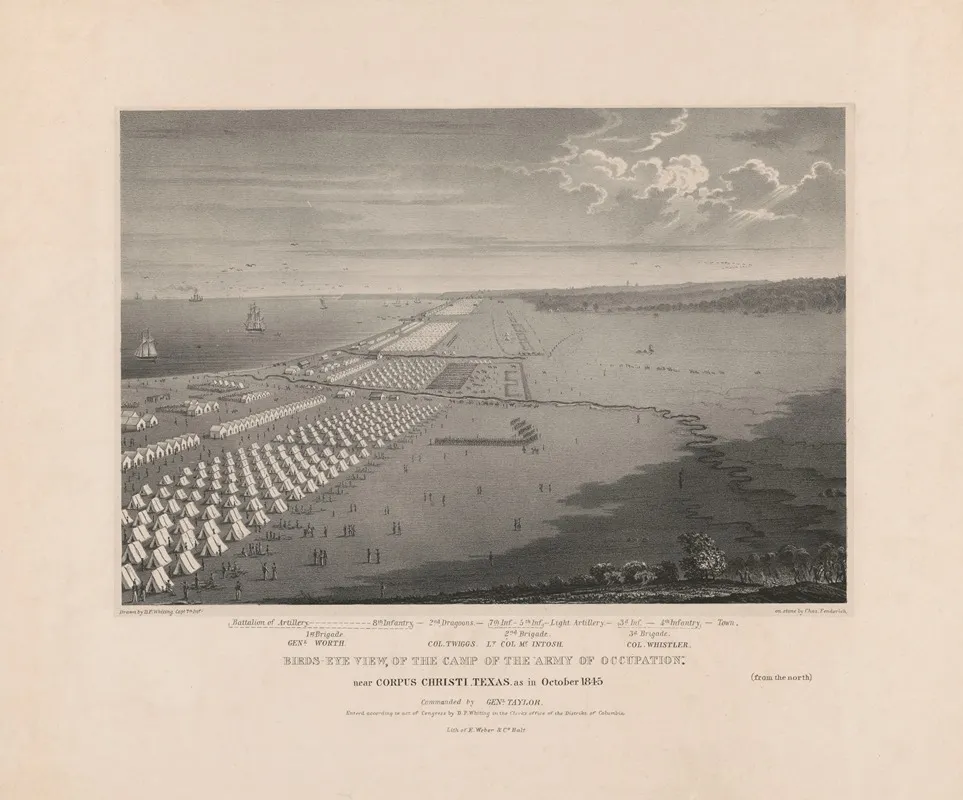 Birds Eye View Of The Camp Of The Army Of Occupation Near Corpus Christi Texas As In October 1845 Wall Art by Charles Fenderich - High-Resolution Digital Print