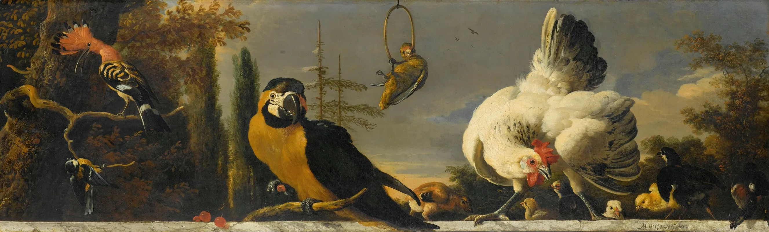 Birds On A Balustrade Wall Art by Melchior d'Hondecoeter - High-Resolution Digital Print