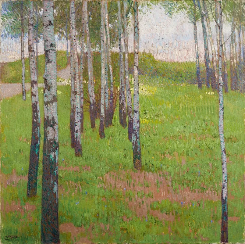 Birkenwaldchen Im Abendlicht Wall Art by Carl Moll - High-Resolution Digital Print