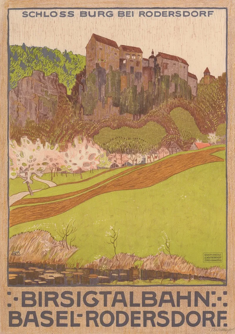 Birsigtalbahn Basel Rodersdorf Depicted Place Burg Castle Wall Art by Burkhard Mangold - High-Resolution Digital Print