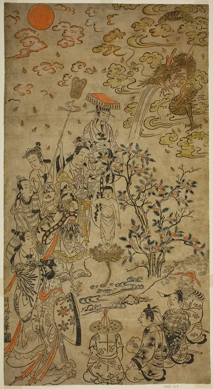 Birth Of The Buddha Wall Art by Hanegawa Chincho - High-Resolution Digital Print