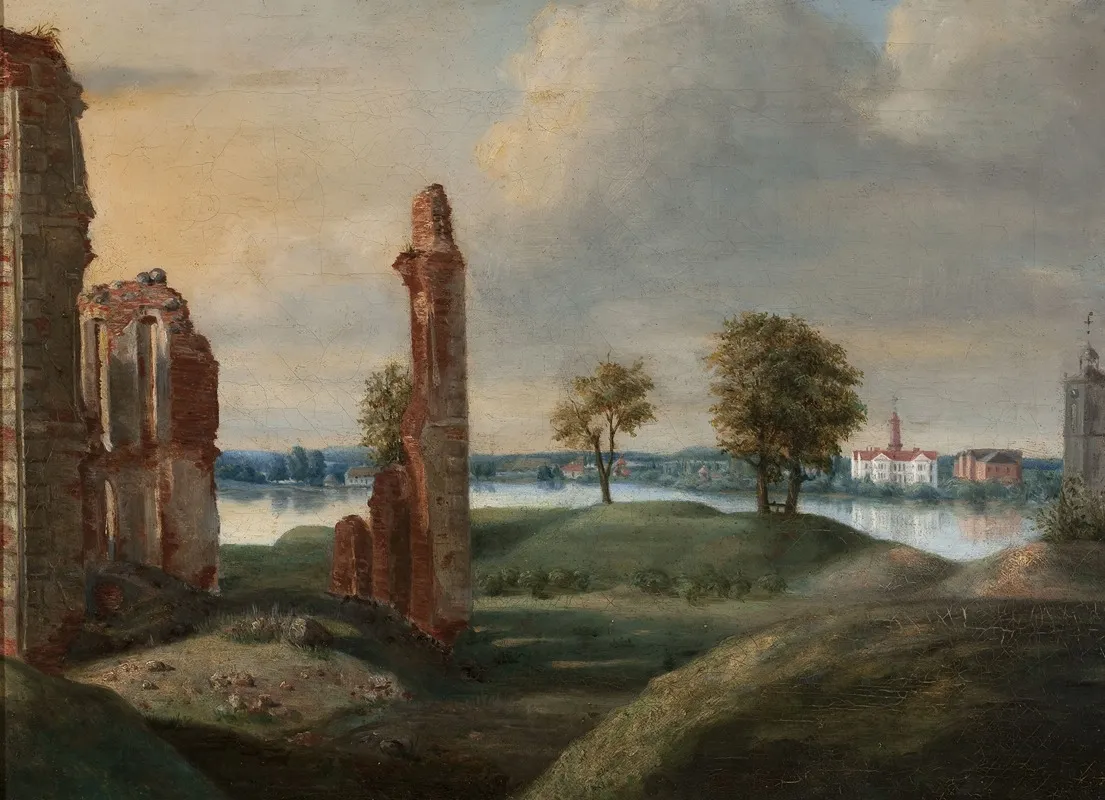 Birzai In Lithuania With The Ruins Of The Radziwill Castle Wall Art by Franciszek Smuglewicz - High-Resolution Digital Print