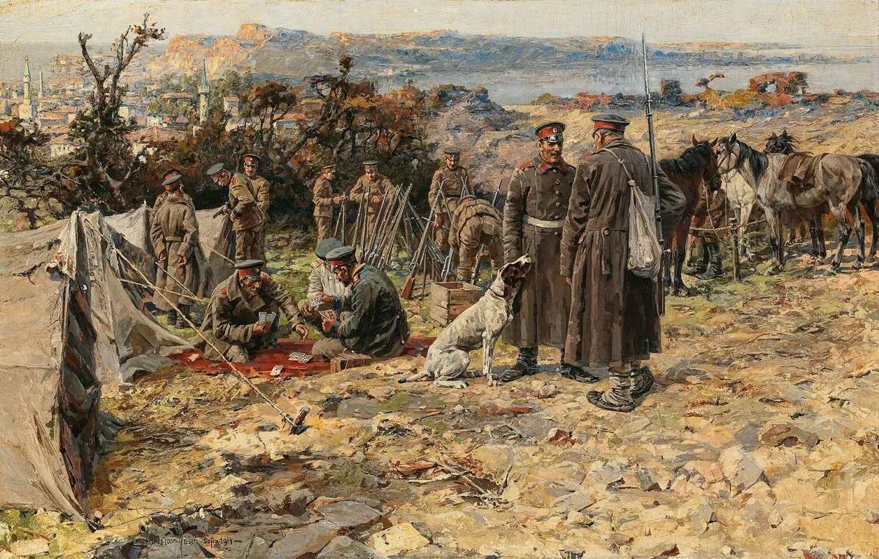 Biwak Des Ersten Kavallerie Regiments Sofia Am Golf Von Saros