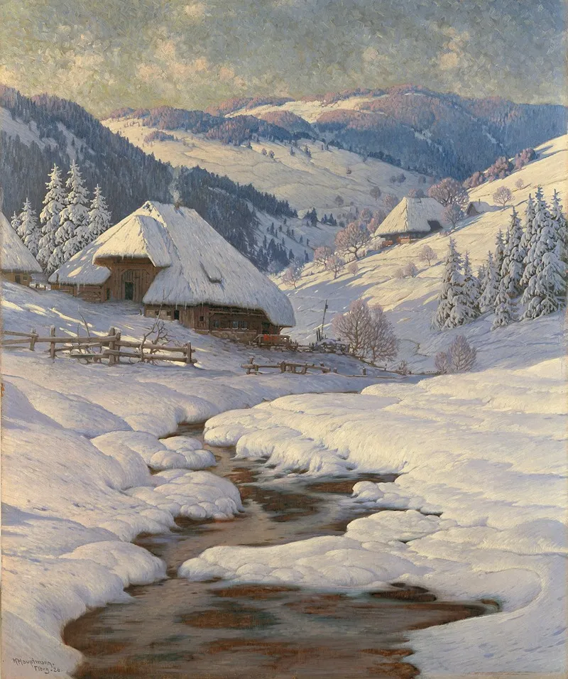 Black Forest Farmhouses In A Winter Landscape