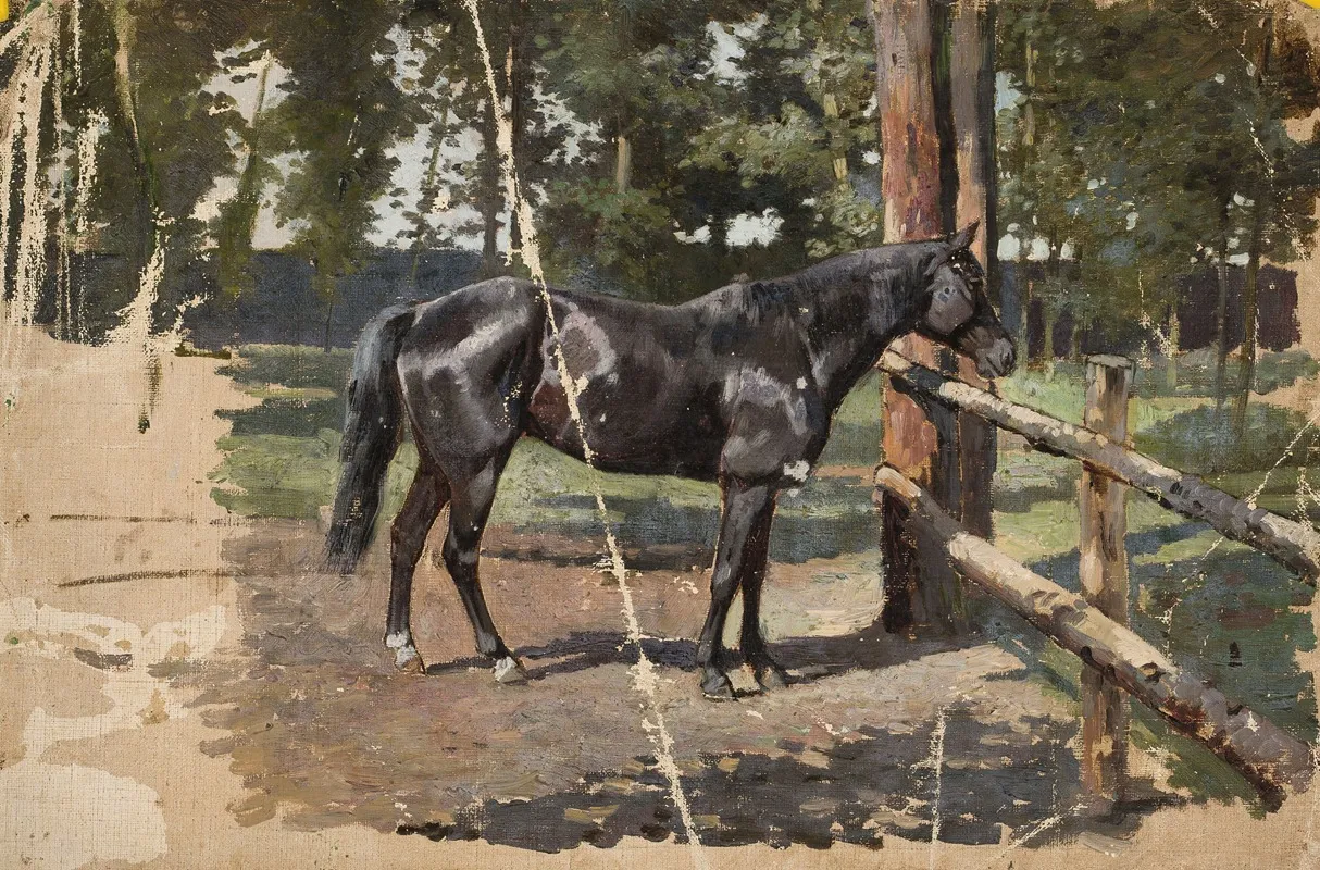 Black Horse Wall Art by Jean Lulvès - High-Resolution Digital Print