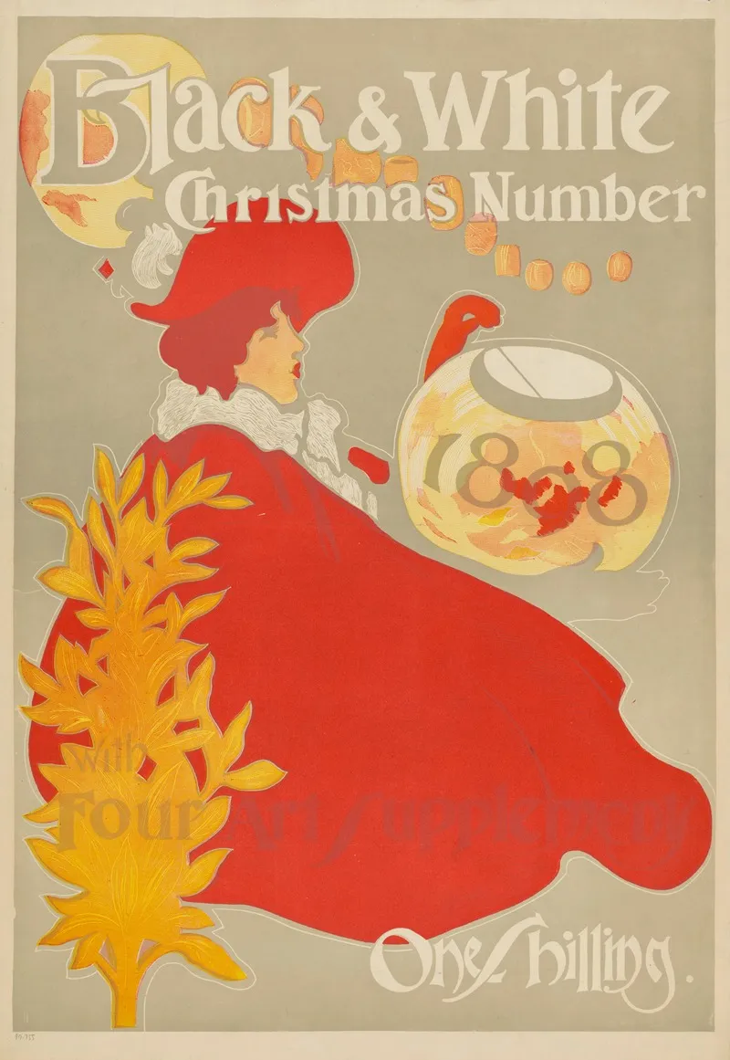 Black White Christmas Number Wall Art by Anonymous - High-Resolution Digital Print