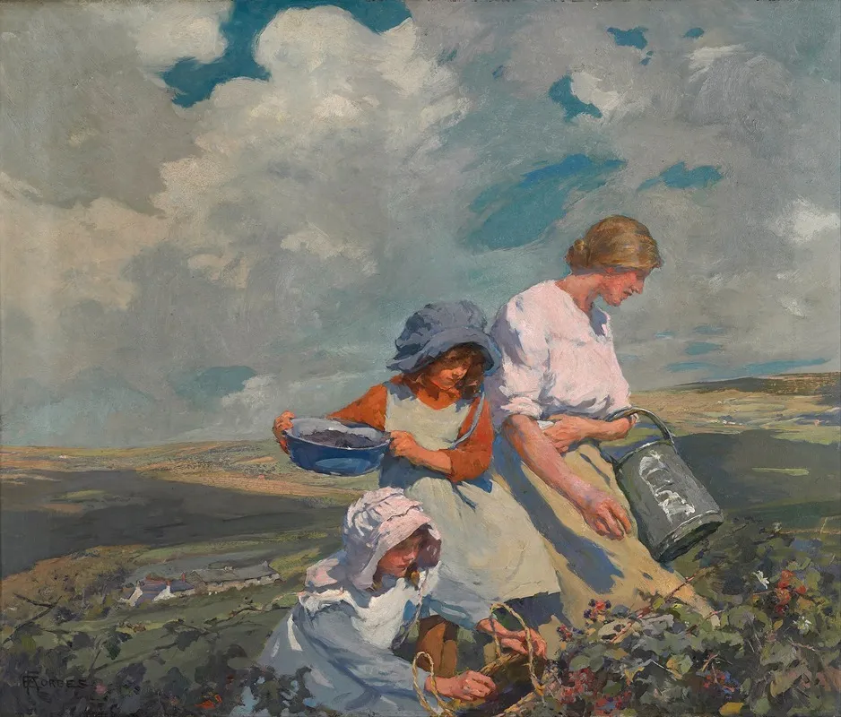 Blackberry Gathering Wall Art by Elizabeth Adela Forbes - High-Resolution Digital Print