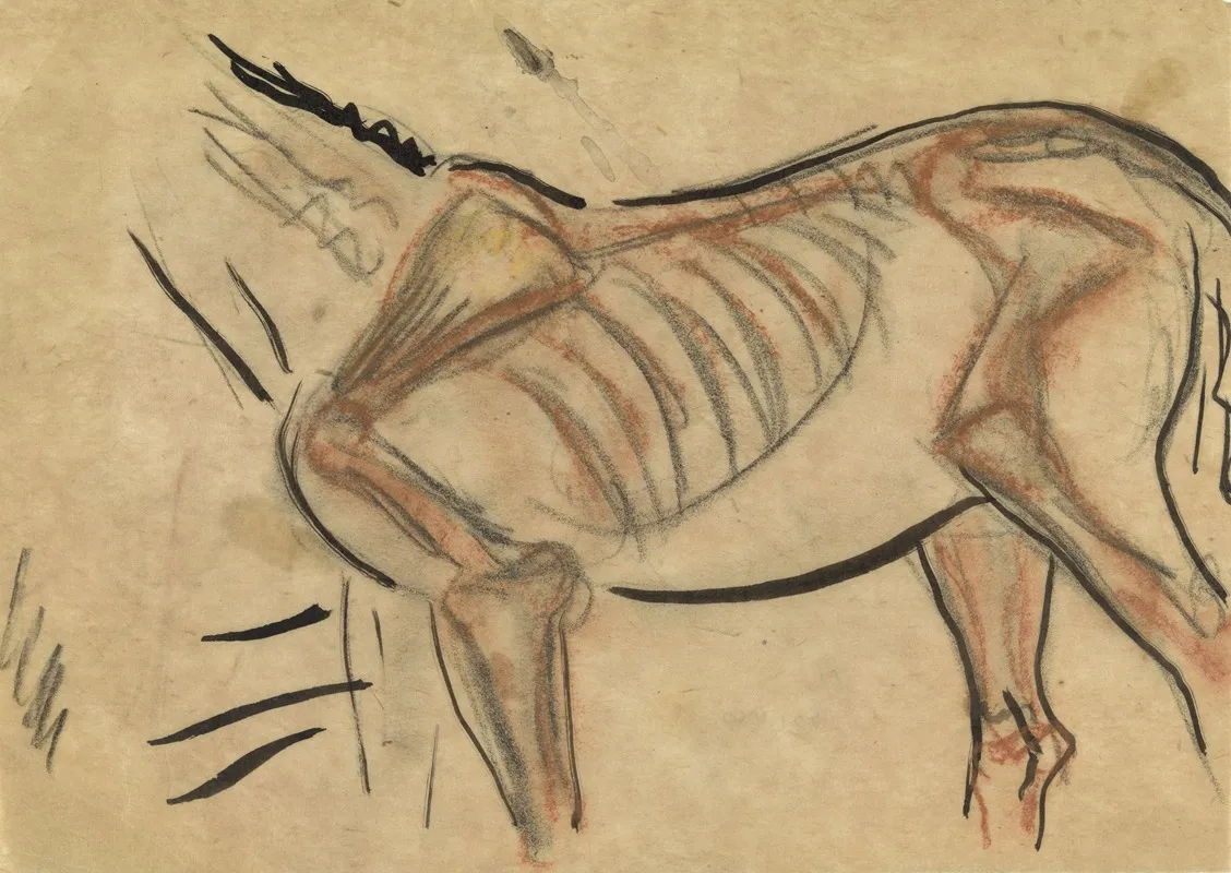 Blad Met Schets Van Een Paard