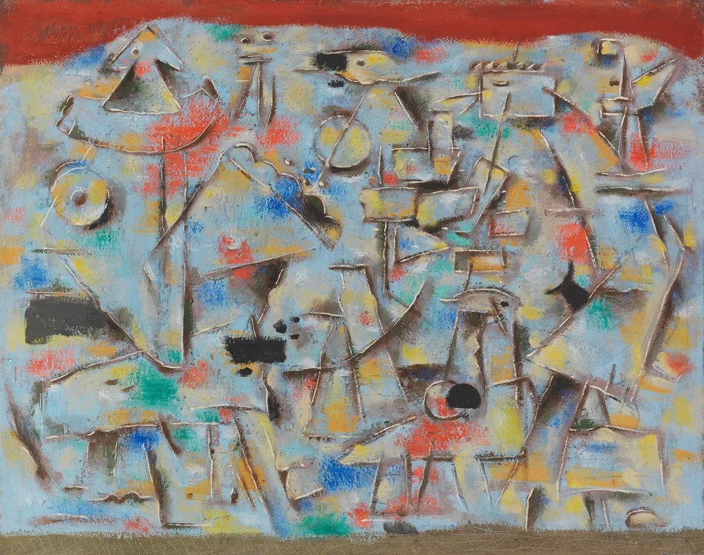 Blaue Figurenhalde Wall Art by Willi Baumeister - High-Resolution Digital Print