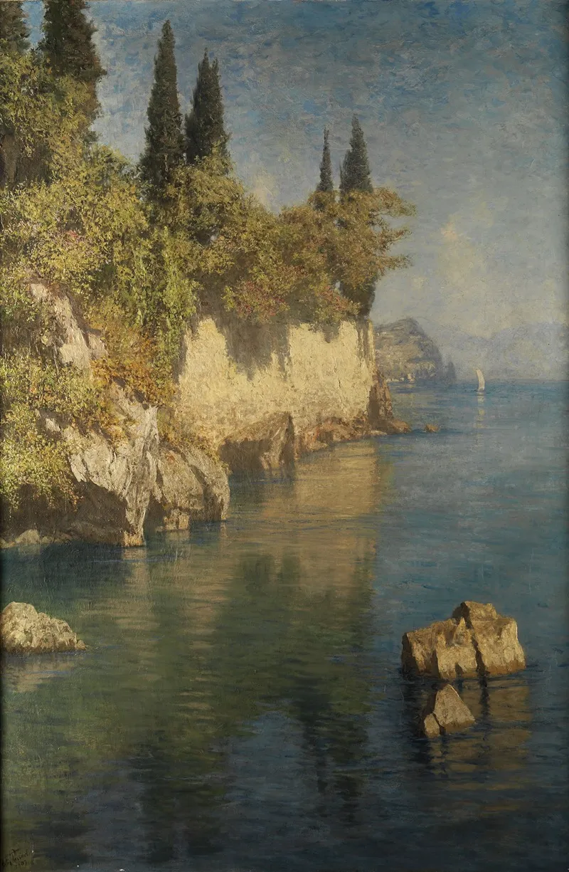 Blick Auf Das Felsenufer Des Comer Sees Wall Art by Felix Possart - High-Resolution Digital Print
